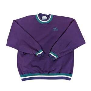 Vintage 90s Hotel Del Coronado Purple Crewneck Sweatshirt Striped Ringer M